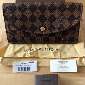 Louis Vuitton CAISSA Wallet, Damier Ebene Cherry